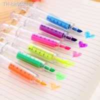 ☂✽♟ 6Pc Kawaii Syringe Highlighter Pen Syringe Needle Shape Mechanical Color pen Ballpoint for Office School Marker Writing Tool