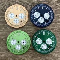 ♀℡ New 36.8MM Watch Dial Green Luminous Watch Dial Watch Modification Parts for VK63 Quartz Movement