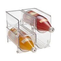 4Pack Acrylic Refrigerator Organizer Stackable Wine Holder Kitchen Bottle Storage Rack Bottles Display Shelf Kitchen Organizer