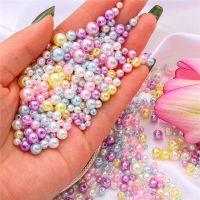 150Pcs 3-8mm Straight Hole ABS Pearls Round Imitation Beads For Jewelry Finding Making