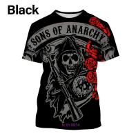 berkeliling T-shirt 2023！leher New！pendek yang biasa dengan cetakan Sons Anarchy 3D, pria musim panas 2023 High quality products （Freeprinting of names）