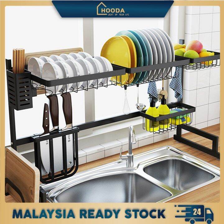 Ready Stockstainless Steel Sink Dish Rack Kitchen Dish Drainer Rak Pinggan Rak Dapur Lazada 3026