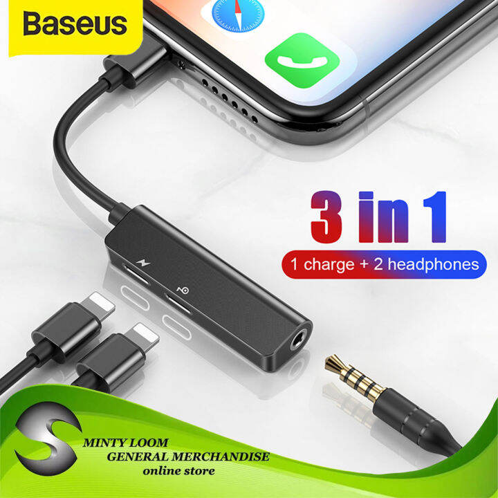 Baseus L52 Audio Converter 3 in 1 iP Male to Dual iP & 3.5mm Female