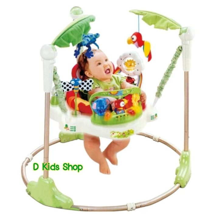 jumperoo-jungle-จั้มเปอร์เด็ก-สีเขียวสดใส-มีดนตรี-มีไฟ-เสริมพัฒนาการเด็ก