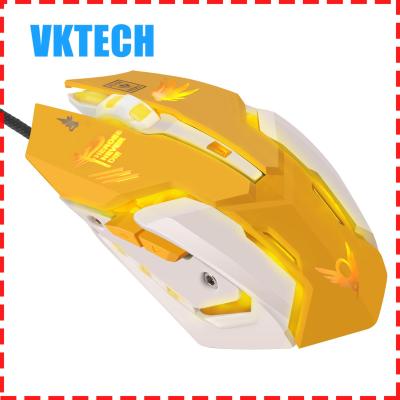 [Vktech]เมาส์คอมพิวเตอร์, สาย USB 6ปุ่มเหมาะกับการทำงานหนู, 2400จุดต่อนิ้วออปติคอลแสงหายใจคอมพิวเตอร์เมาส์สำหรับเล่นเกมสำหรับ PC, แท็บเล็ต, แล็ปท็อป, สก์ท็อป