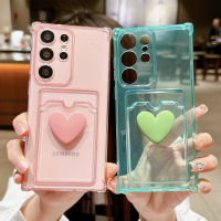 หัวใจแห่งความรักที่น่ารักกระเป๋าใส่บัตรเคสโทรศัพท์เคสใสสำหรับ Samsung S23 S22 S21มากบวก S20 FE A33 A53 A23 5กรัม A13 A52 A14 A54 A34