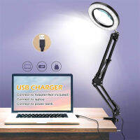 5X แว่นขยายพร้อมไฟ LED แขนยืดหยุ่น 10 ระดับความสว่าง 3 สี Workbench Light พร้อมคลิป
