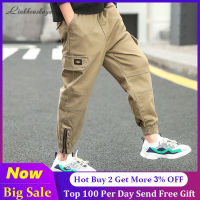 New Trend Clothing Teenage Boys Pants Cotton Cargo Pants Multi-Pocket Children Korean Sweatpants Elastic Waist Harem Kids Pants