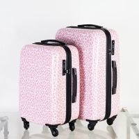 New 20/24 inch travel suitcase on wheels Women pink Leopard print rolling Luggage ABS PC lightweight luggage ock trolley case