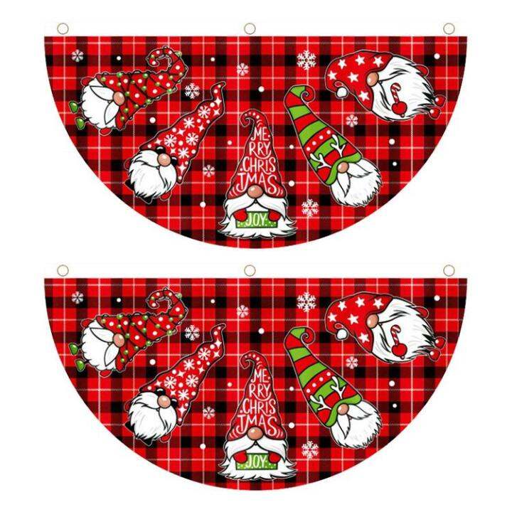 christmas-bunting-flag-2-pieces-christmas-outdoor-polyester-fan-shaped-flag-outdoor-bunting-flags-winter-fan-banner-with-grommets-for-outdoor-garden-patio-decoration-enjoyable