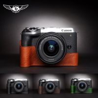 กระเป๋าใส่หนังวัวหนังสัตว์แท้กล้องถ่ายภาพทำมือเคสกล่องร่างกายสำหรับ CANON EOS M6 Mark Ii M6mark2ปลอกหุ้มฐานเคสโทรศัพท์กันกระแทก J15