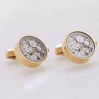 Fashion New 2015 Functional Watch Cufflinks and Cover glass with silver color frame on Movement cuff links for mens Gift