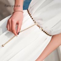 Fashion Woman Belts Sweet Pearl Long Belt Chain Metal Waist Chain