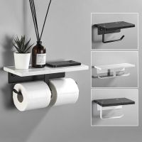 Light Luxury Marble Paper Towel Holder Black/White Toilet Roll Paper Holder Bathroom Double-sided Tissue Holder Toilet Roll Holders