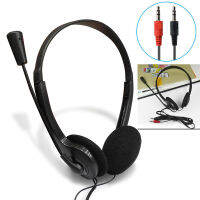 Headphone Stereo หูฟังหูฟังนักเล่นเกมแบบมีสายครอบหูตัวต่อกระดูกหูฟัง3.5มม. หูฟังแบบมีสายสำหรับคอมพิวเตอร์พีซีแล็ปท็อปโทรด้วยเสียง