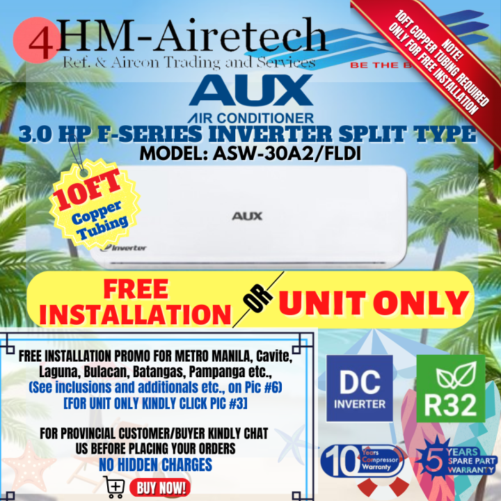 4HM AUX Aircon 3.0 HP FSeries Split Type Inverter ( MODEL ASW30A2