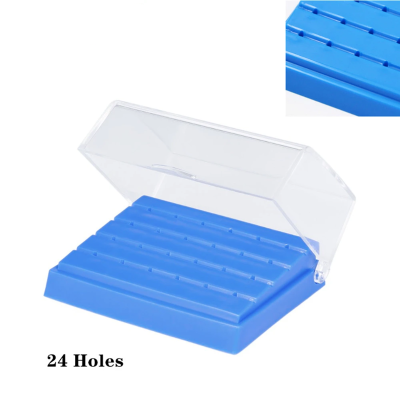 24 Holes Dental Plastic Burs Drill Holder Box Storage Box Dental Laboratory Equipment