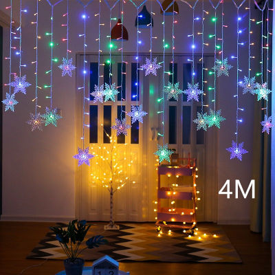 Snowflakes LED String Lights Flashing Lights Curtain Light Waterproof Holiday Party Connectable Wave Fairy Light Christmas Decor