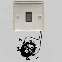 funny mouse decal sticker for wall switches Warning sign High voltage hamster for electrical sockets decor