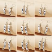 [COD] Cross-border punk brand paperclip earrings for men and women with the same pin trendy square letter accessories