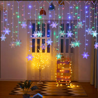 LED Snowflake Curtain Light Ice Strip Light Outdoor Decoration Ice Cone Lighting Chain Butterfly Lighting Chain Christmas Festival Dress up Colored Lights