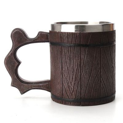 Retro Resin Stainless Steel Beer Mug Skull Knight Halloween Coffee Cup Creative Viking Tea Mug Pub Bar Decoration