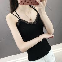 [COD] Modal summer camisole womens spring and autumn all-match V-neck trim tops lace edge high-quality fabric