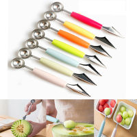 2pcs 2 in1 Dual-head Stainless Steel Carving Knife Fruit Watermelon Ice Cream Baller Scoop Stacks Spoon Home Kitchen Accessories