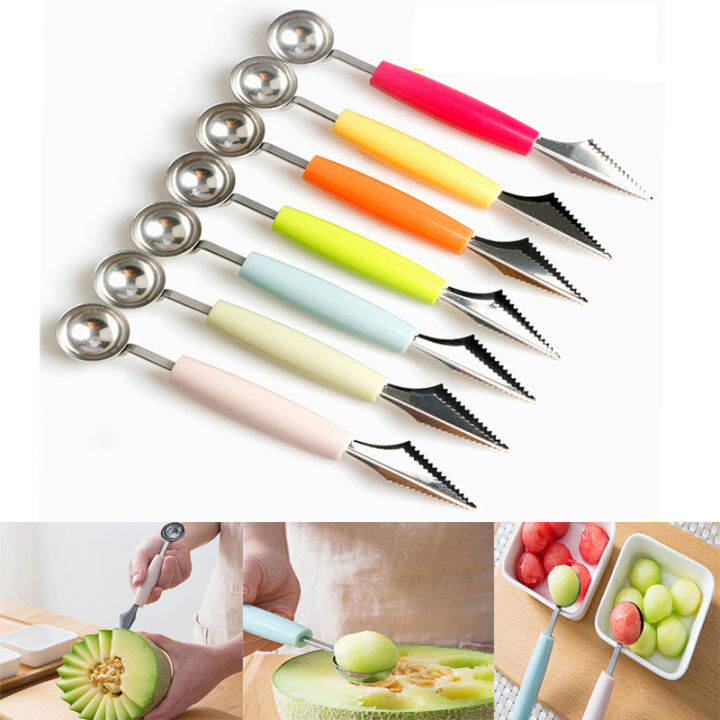 2 In1 Dual-head Stainless Steel Carving Knife Fruit Watermelon Ice Cream  Baller