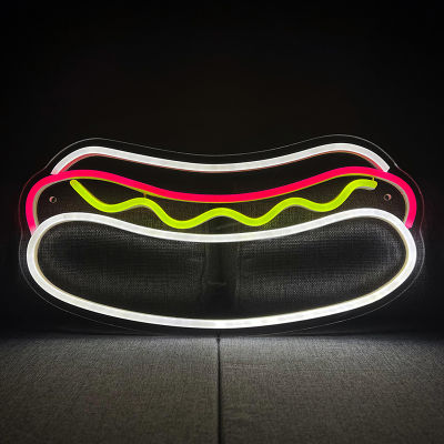 ป้ายไฟนีออนรูปสุนัขร้อนอาหาร Neon Light Up Night "15.7x7.8" ป้ายไฟ LED Hot Dogs Best In Town,Home,Restaurant, Fast Food Shop