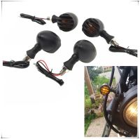 4Pcs Motorcycle Retro Black Grill Bullet Amber Bulb Flasher LED Turn Signal Indicator Light for Harley Honda Suzuki Kawasaki