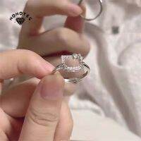 Nonoyes Cute Cartoon Anime Series Silver Color Cat Crystal Zircon Ring for Woman Girl Full Lovely Popularity Jewelry Accessories