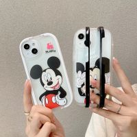 เคสโทรศัพท์มือถือแบบใส กันกระแทก ลายการ์ตูนมิกกี้เมาส์ พร้อมที่ตั้งวาง สําหรับ iPhone 13 12 11 Pro max 7plus 13Pro XS 12Promax 8plus X 13Promax XR 11 QC7311512