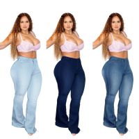 XL-5XL Womens High Waist Plus Size Boot Cut Jeans Fashion Skinny Stretch Denim Flared Pants Casual Female Large Size Trousers