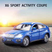 1:24 BMW X6รถเก๋ง SUV โลหะผสมดึงกลับรถรุ่นของเล่นแสงเสียงดึงกลับรถของเล่นสำหรับของเล่นสำหรับเด็กผู้ชายเด็กของขวัญ F119