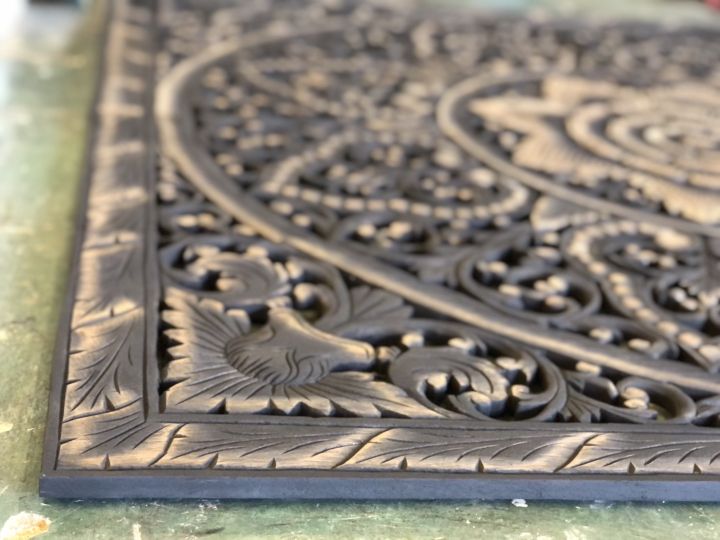 120-cm-แผ่นไม้แกะสลัก-สีแอนทิค-ไม้สักแกะสลัก-แผ่นไม้ติดผนัง-ลายดอกไม้-ไม้แกะสลักสวยๆ-vintage-wallpaper-teak-wooden-carved-antique