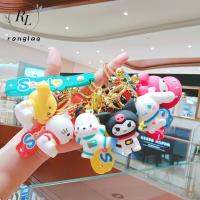 RONGLA ของขวัญสุดประณีตของขวัญคิตตี้อินเทรนด์ Cinnamoroll 3D ตุ๊กตา Kuromi พวงกุญแจน่ารักสายคล้องกุญแจจี้กระเป๋าสไตล์เกาหลีพวงกุญแจอนิเมะ