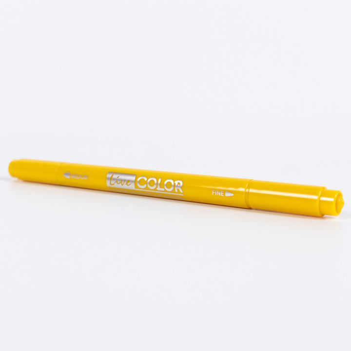monami-live-color-11-golden-yellow-ปากกาสีน้ำ-ชนิด-2-หัว-สีเหลืองทอง-ของแท้