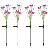 4 Pack Outdoor Solar Garden Lily Flower Stake Lights,Multi-Color 4 LED Solar Landscape Lighting Light for Patio