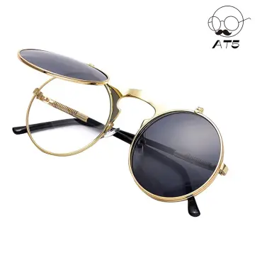 Brand Designer Round Cat Eye Sunglasses Men Retro Shades Male Sun