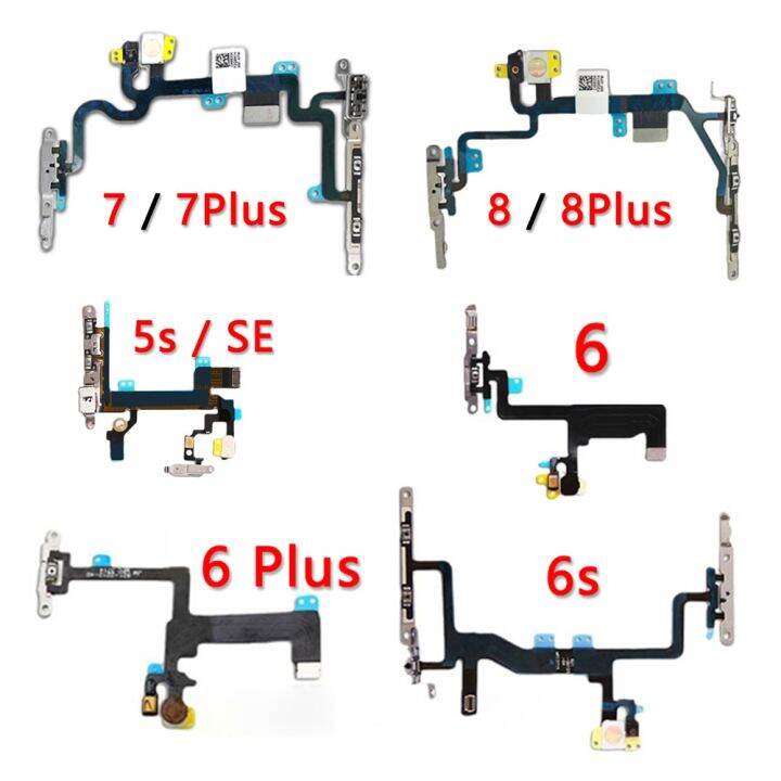 aiinant-ปุ่มปิดเสียงและเปิด-ปิดเสียงของแท้สวิตช์กุญแจสายเคเบิ้ลยืดหยุ่นสำหรับ-iphone-5s-se-5-6-6s-7-8-se2-plus-power-flex-ซ่อมแซมชิ้นส่วน