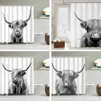 Baltan HOME LY1 Product Shower Curtain American Cow Black White 3D Printed Hanging Curtain Straight Bathroom Curtain