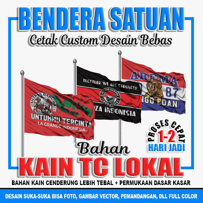 Cetak Bendera Satuan Custom Sablon Printing Kain TC Lokal | Lazada ...