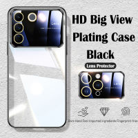 พร้อมฟิลม์นิรภัยสำหรับเลนส์สำหรับ VIVO V27e เคสโทรศัพท์ Big View เคสโปร่งใสเคลือบอิเล็คโทรเพลทซิลิโคนนิ่มกันกระแทกฝาหลังป้องกันแบบใส T2-8