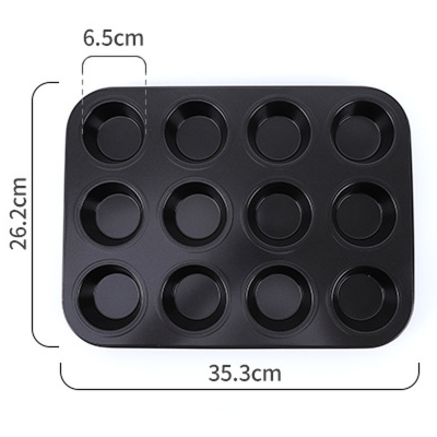 12 Cups DIY Cupcake Baking Tray Large Non-stick Carbon Steel Mold Egg Tart Dish Muffin Mould Biscuit Cake Baking Pan Tools