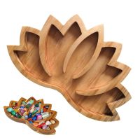 Lotus Shape Tray Display Storage Box For Gem Organizer Wooden Crystal Tray Table Ornament Women Jewelry Display Tray Home Decor