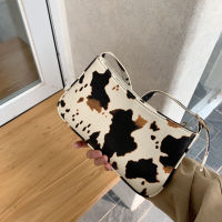 Milk Cow Print Handbags for Women Underarm Baguette 2022 Fashion High Quality Pu Leather Girls Shoulder Messenger Bags