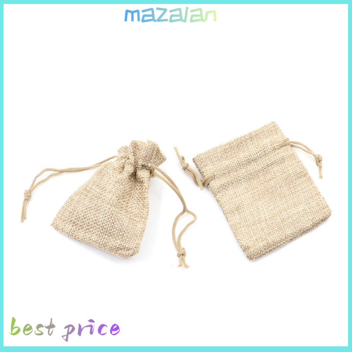 mazalan-10pcs-เล็กๆกระสอบกระสอบกระสอบผ้าลินินกระเป๋า-drawstring-wedding-supplies