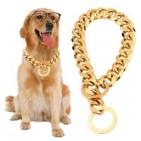 Popular 15mm stainless STEEL P-CHAIN GOLD Dog CHAIN necklace collars