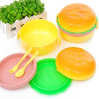 Child Creative Cute Burger Shape Lunch Box Portable Round Multi-layer Hamburger Lunch Box